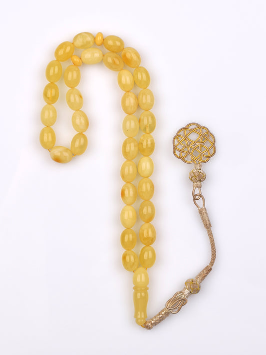 Gümüş Kazazlı Damla Kehribar Tesbih