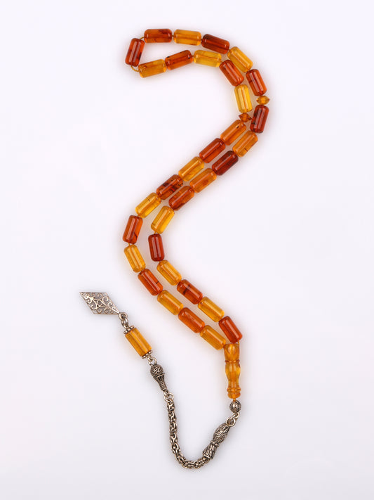 Gümüş Püsküllü Damla Kehribar Tesbih