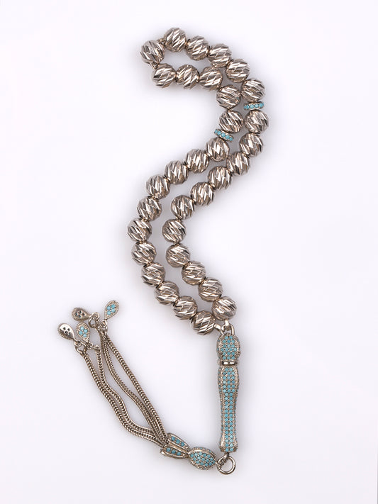 Zirkon Taş Süslemeli İmameye Sahip Gümüş Tesbih