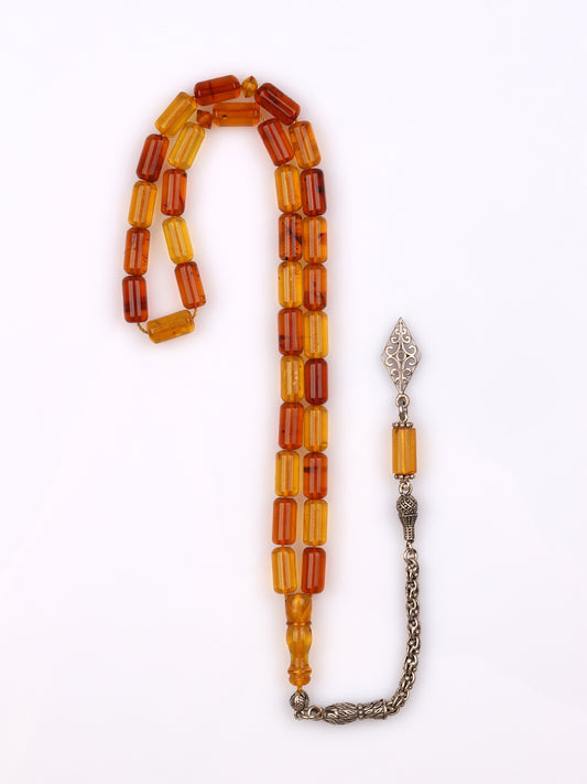 Gümüş Püsküllü Damla Kehribar Tesbih