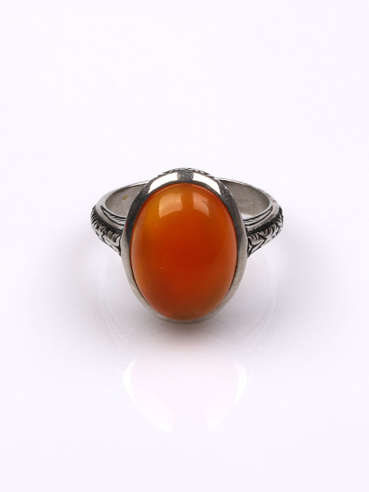 Karnelyan Akik Taşlı Gümüş Yüzük